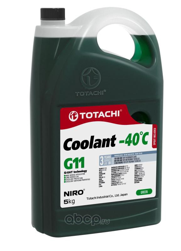 Охлаждающая жидкость TOTACHI NIRO COOLANT   Green   -40C   G11      5кг